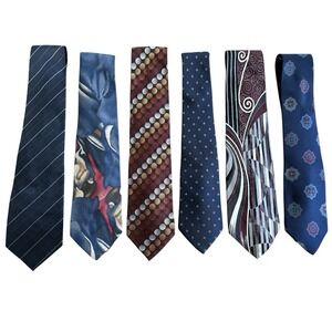 Lot Of Six 100% Silk‎ Designer Ties  Christian Dior Brown & Church Palatina